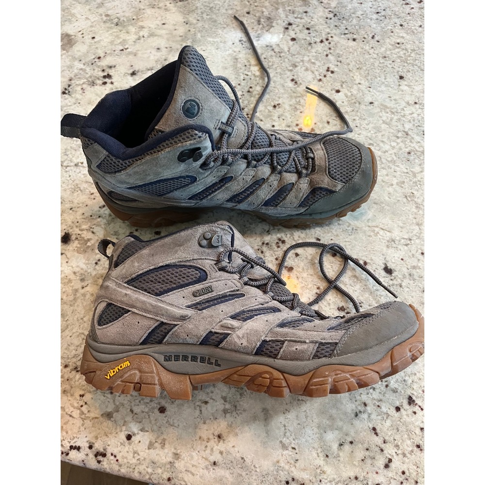 Merrell Moab 2 Mid Waterproof Hiking Boots Mens 13 Earth Brown Grey J99759